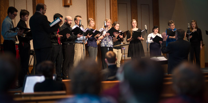 The Chapel choir sings at a Wednesday Worship service