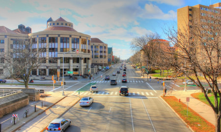 Photo of the University of Wisconsin-Madison campus in downtown Madison, WI