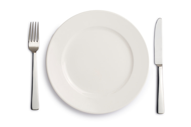 Plate with fork and knife